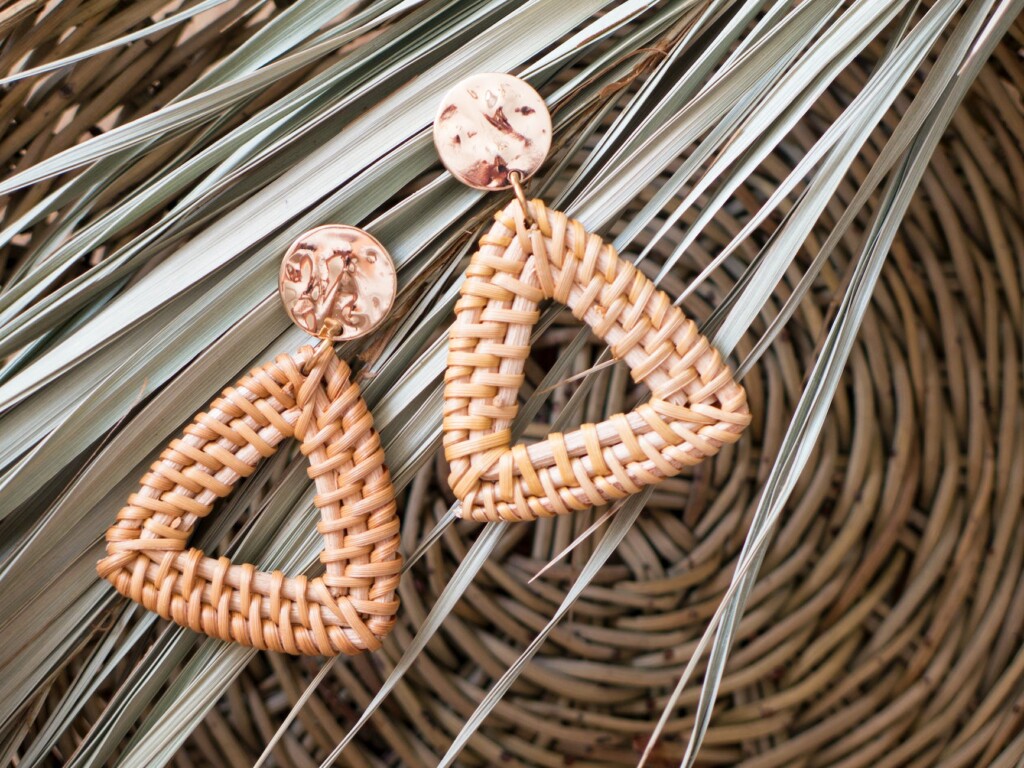geometric rattan earrings