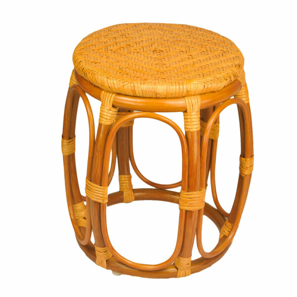 RattaNeo Coral t181 taboret z rattanu naturalnego koniakowy