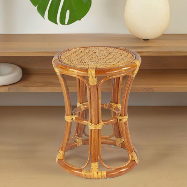 RattaNeo Coral t42 stool cognac rattan natural - rattan stool - Image 12