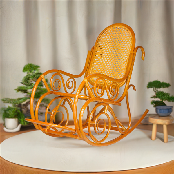 RattaNeo Coral f58 rocking chair cognac rattan natural -  rattan chair - Image 4
