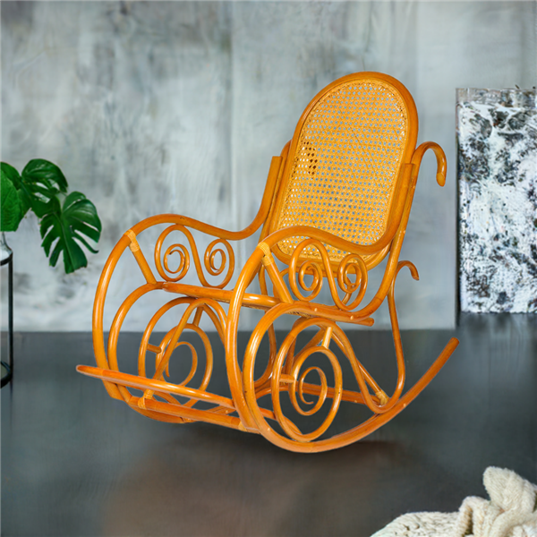 RattaNeo Coral f58 rocking chair cognac rattan natural -  rattan chair - Image 5