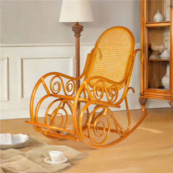 RattaNeo Coral f58 rocking chair cognac rattan natural -  rattan chair - Image 6