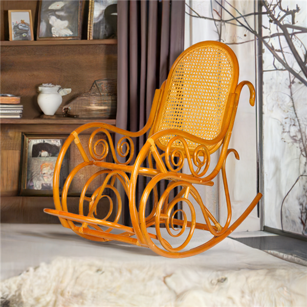 RattaNeo Coral f58 rocking chair cognac rattan natural -  rattan chair - Image 7