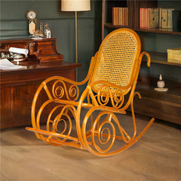 RattaNeo Coral f58 rocking chair cognac rattan natural -  rattan chair - Image 8