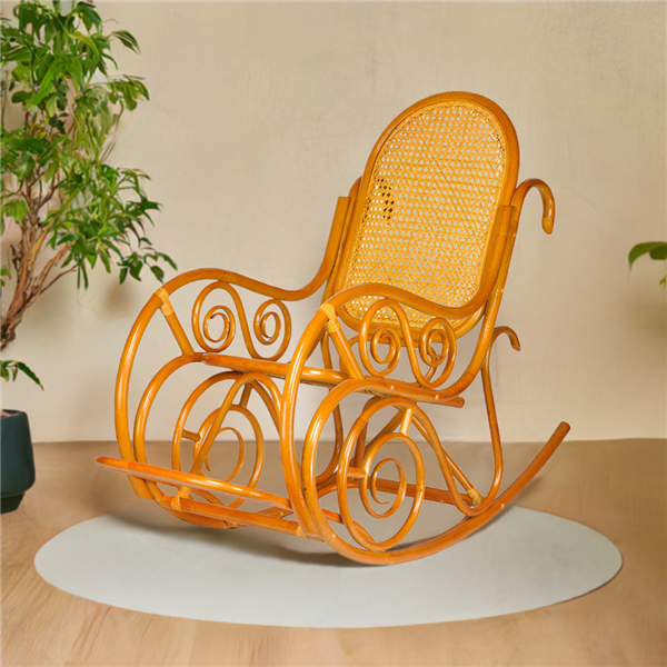 RattaNeo Coral f58 rocking chair cognac rattan natural -  rattan chair - Image 9