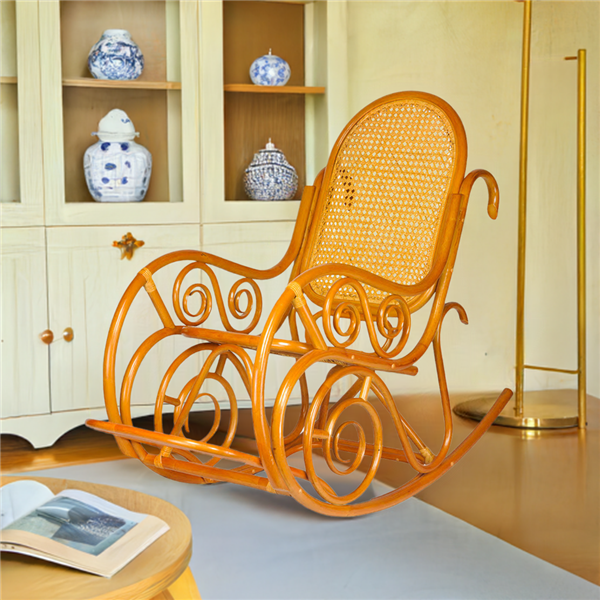 RattaNeo Coral f58 rocking chair cognac rattan natural -  rattan chair - Image 10
