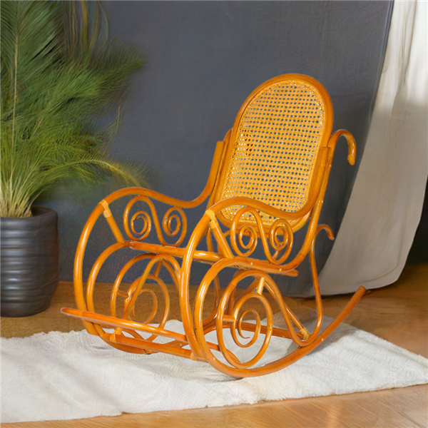 RattaNeo Coral f58 rocking chair cognac rattan natural -  rattan chair - Image 11