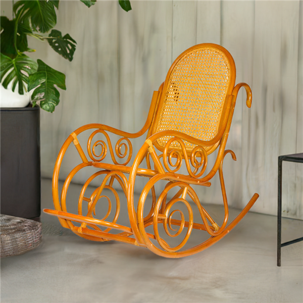 RattaNeo Coral f58 rocking chair cognac rattan natural -  rattan chair - Image 12