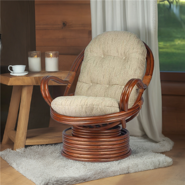 RattaNeo Coral f69 rocking and swivel chair brown rattan natural - rattan chair - Image 4