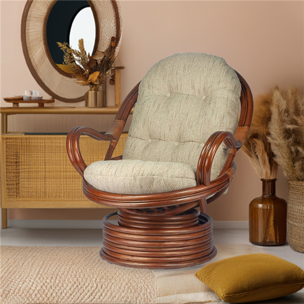 RattaNeo Coral f69 rocking and swivel chair brown rattan natural - rattan chair - Image 5