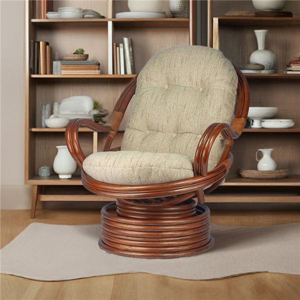 RattaNeo Coral f69 rocking and swivel chair brown rattan natural - rattan chair - Image 6