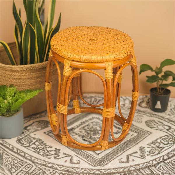 RattaNeo Coral t181 taboret z rattanu naturalnego koniakowy - obrazek 14
