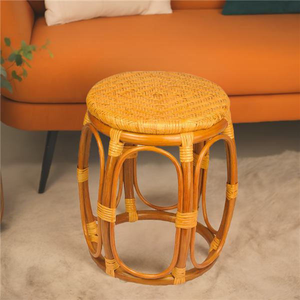 RattaNeo Coral t181 taboret z rattanu naturalnego koniakowy - obrazek 5