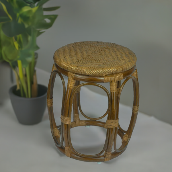 RattaNeo Coral t182 taboret z rattanu naturalnego oliwkowy - obrazek 5