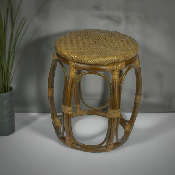 RattaNeo Coral t182 taboret z rattanu naturalnego oliwkowy - obrazek 9