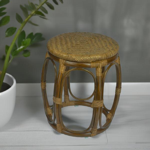 RattaNeo Coral t182 taboret z rattanu naturalnego oliwkowy - obrazek 12