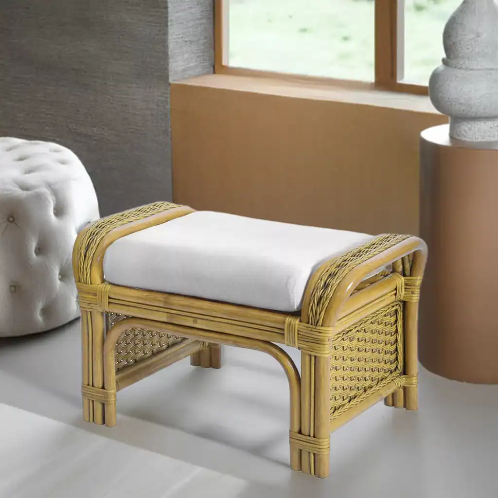 RattaNeo Valencia p26 pouffe rattan natural - rattan pouffe - Image 3