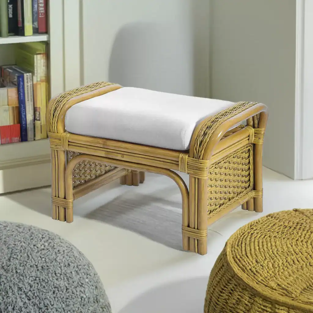 RattaNeo Valencia p26 pouffe rattan natural - rattan pouffe - Image 4